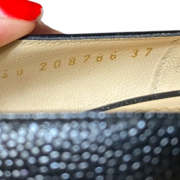 YSL Yves Saint Laurent Embossed Leather Pumps Heels Black 37 (7 US)  $795 - Picture 12 of 13